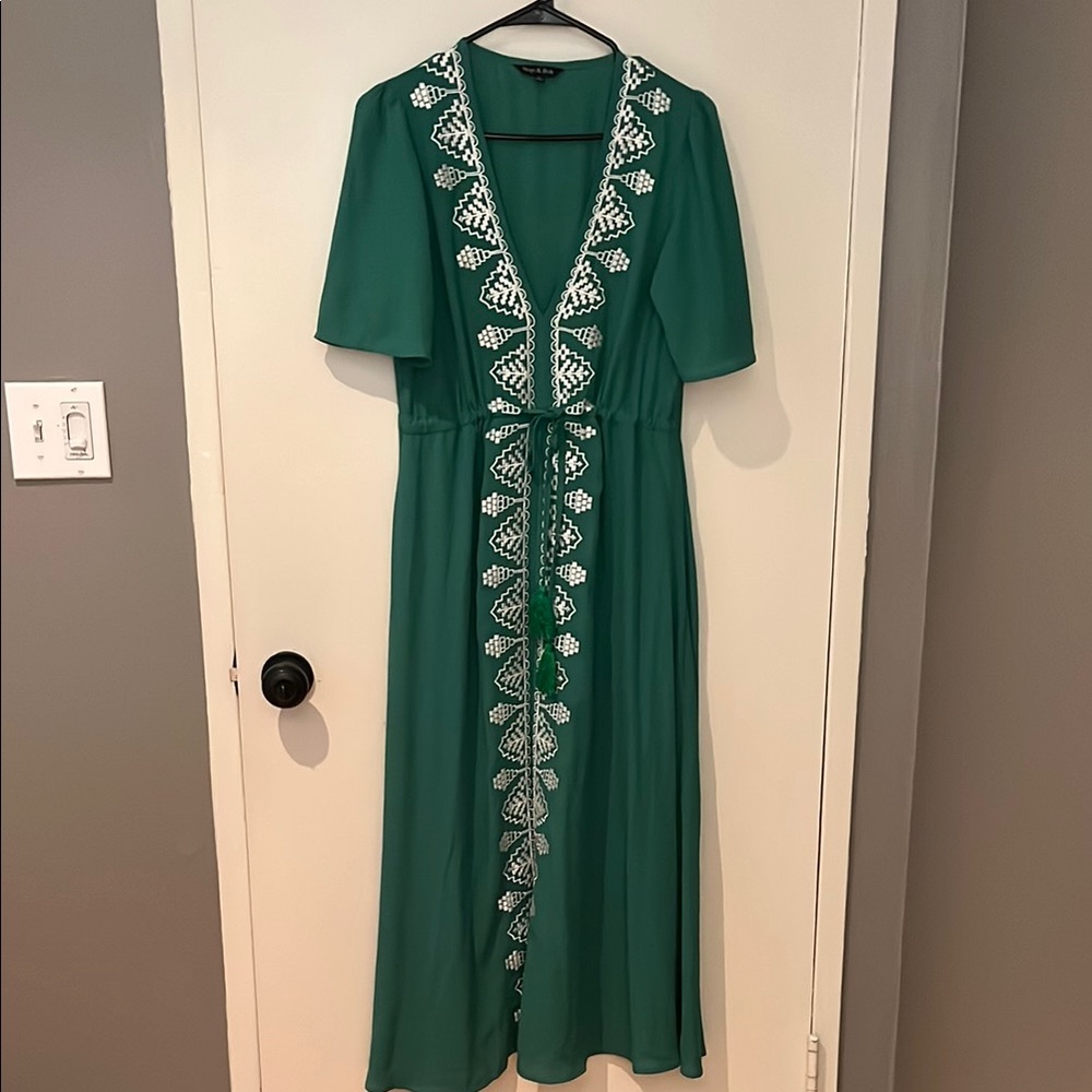 Elegant Green Embroidered Dress